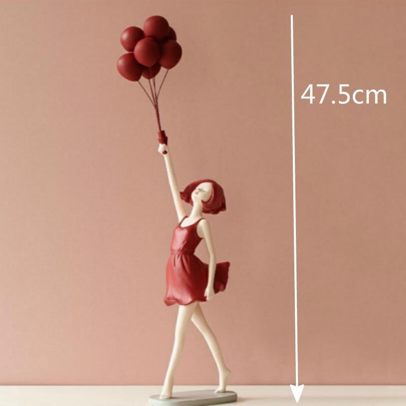 Shop 200042147 Girl with balloon - Red Kiko Sculpture Mademoiselle Home Decor