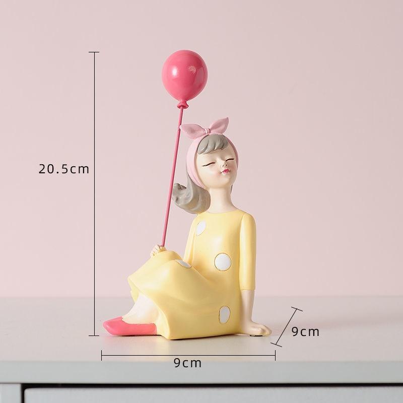 Shop 200042147 Girl with balloon - Yellow Kiko Sculpture Mademoiselle Home Decor