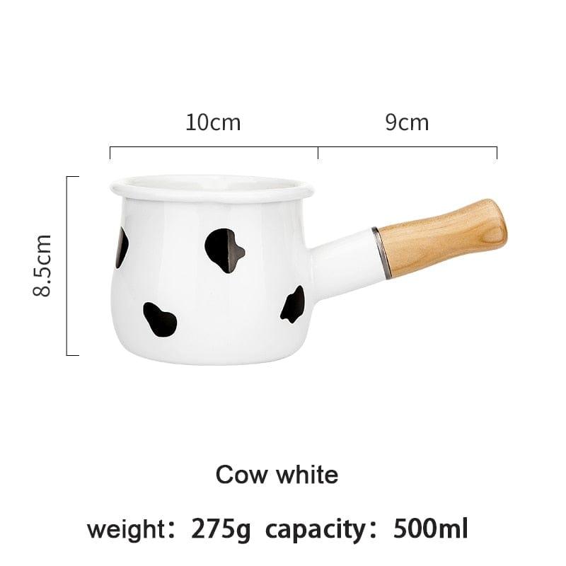 Shop 0 Cow MDZF SWEETHOME 500ml Enamel Milk Pot With Wooden Handle Gas Stove Induction Cooke Baby Breakfast Milk Coffee Saucepan Cookware Mademoiselle Home Decor