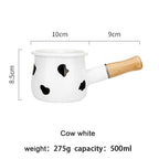 Shop 0 Cow MDZF SWEETHOME 500ml Enamel Milk Pot With Wooden Handle Gas Stove Induction Cooke Baby Breakfast Milk Coffee Saucepan Cookware Mademoiselle Home Decor