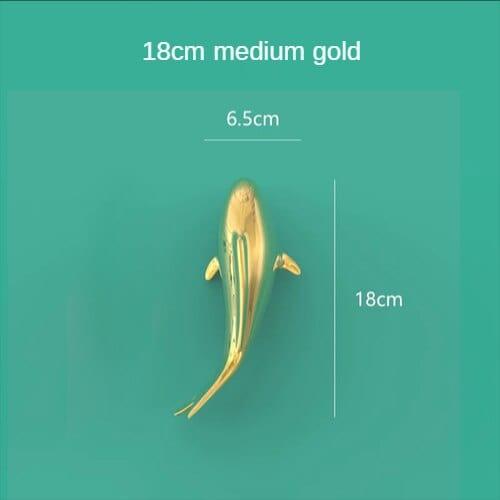 Shop 0 Medium golden fish 3D Three-dimensional Wall Decoration European Electroplating Fish Living Room Dining Room Background Wall Decoration Room Decor Mademoiselle Home Decor