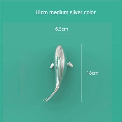 Shop 0 Medium silver fish 3D Three-dimensional Wall Decoration European Electroplating Fish Living Room Dining Room Background Wall Decoration Room Decor Mademoiselle Home Decor