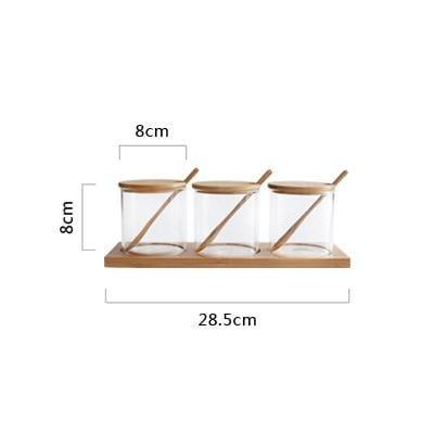 Shop 0 Set 3 PCS Set Glasses Storage Jar Candy Cookies Tea Coffee Beans Organizer Bottle Wood Lid Container Spices Food Cereal Snack Jars Mademoiselle Home Decor