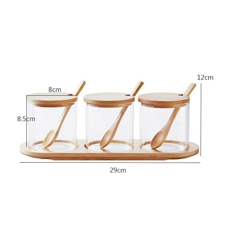 Shop 0 3 PCS Set Glasses Storage Jar Candy Cookies Tea Coffee Beans Organizer Bottle Wood Lid Container Spices Food Cereal Snack Jars Mademoiselle Home Decor