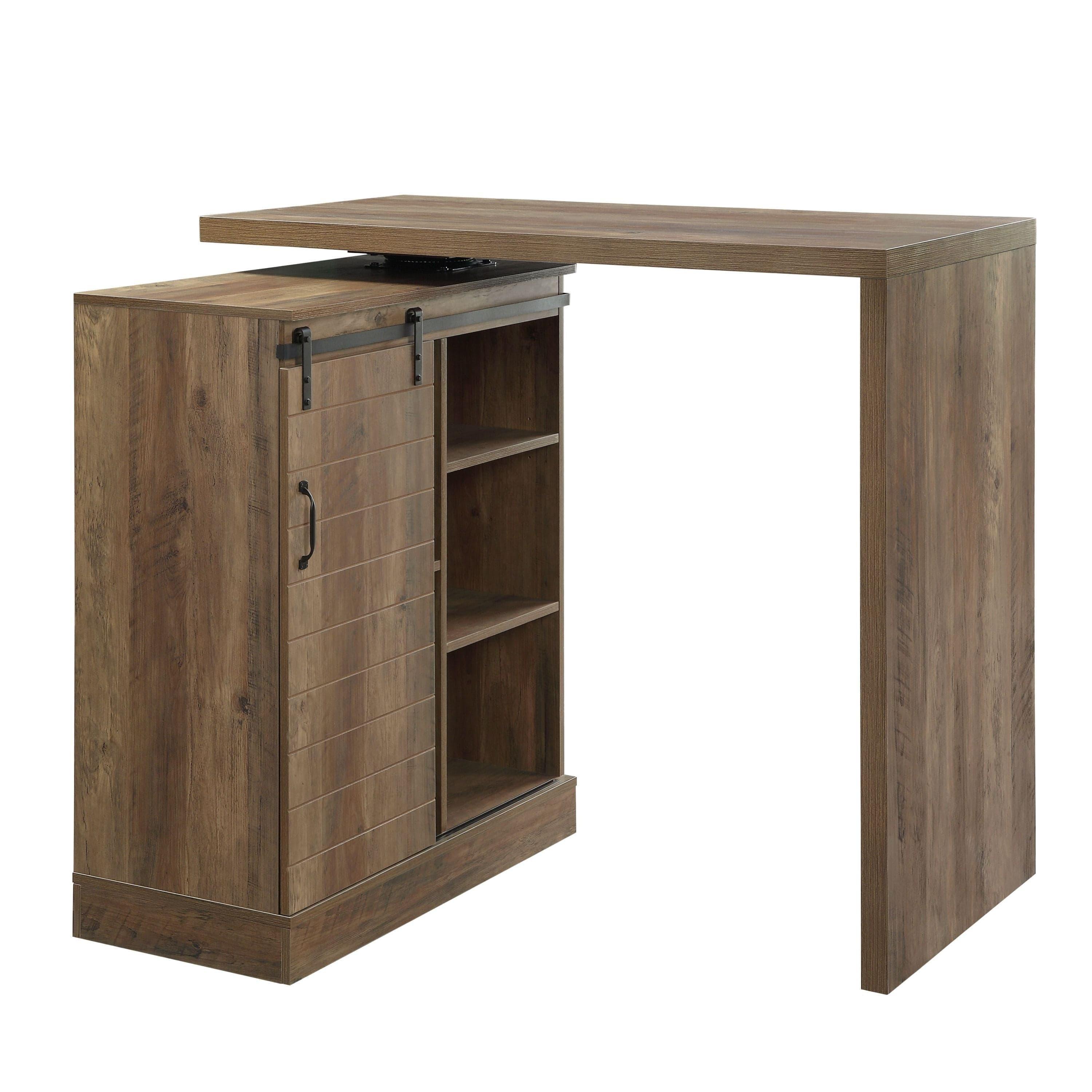 Shop ACME Quillon Bar Table, Rustic Oak Finish DN00153 Mademoiselle Home Decor