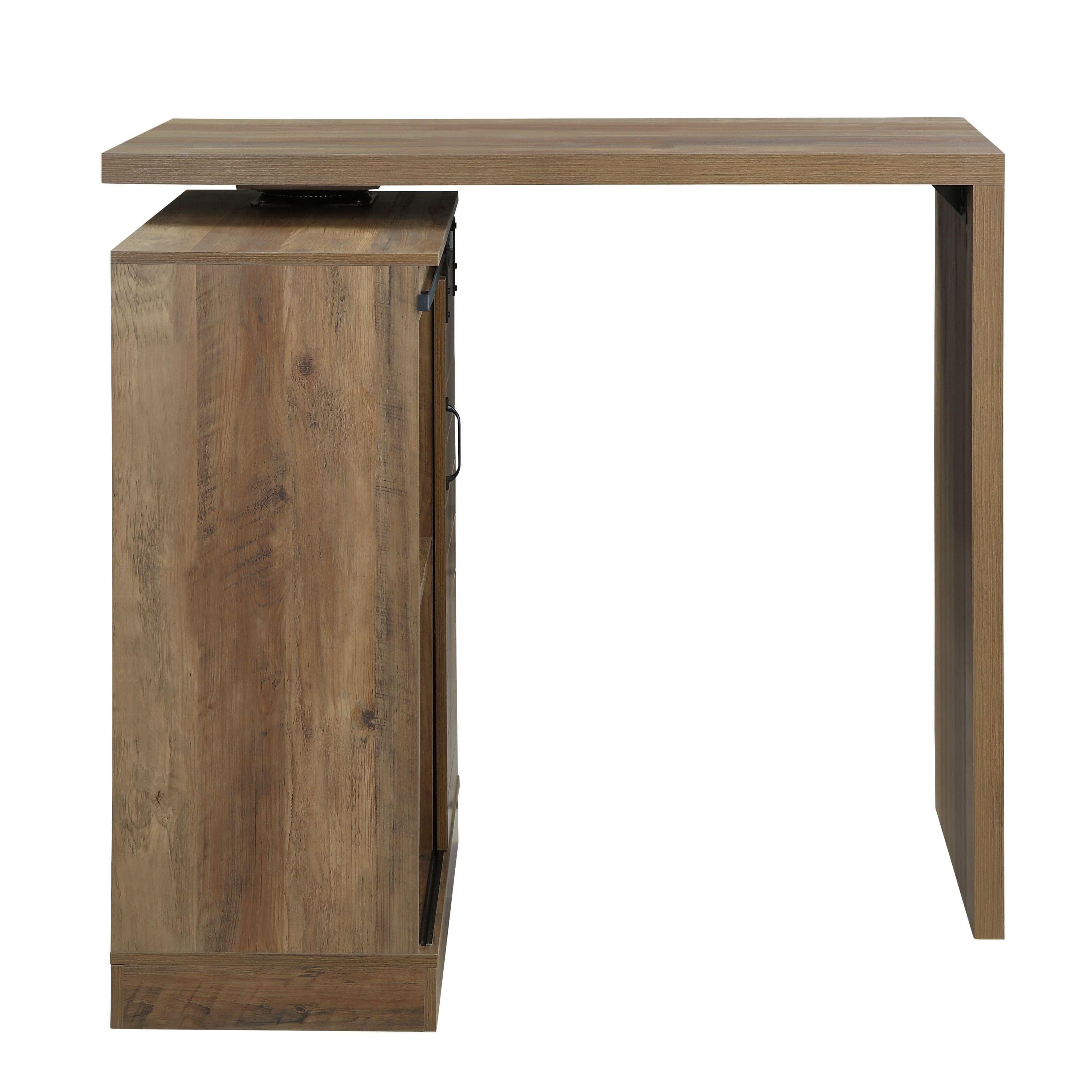 Shop ACME Quillon Bar Table, Rustic Oak Finish DN00153 Mademoiselle Home Decor