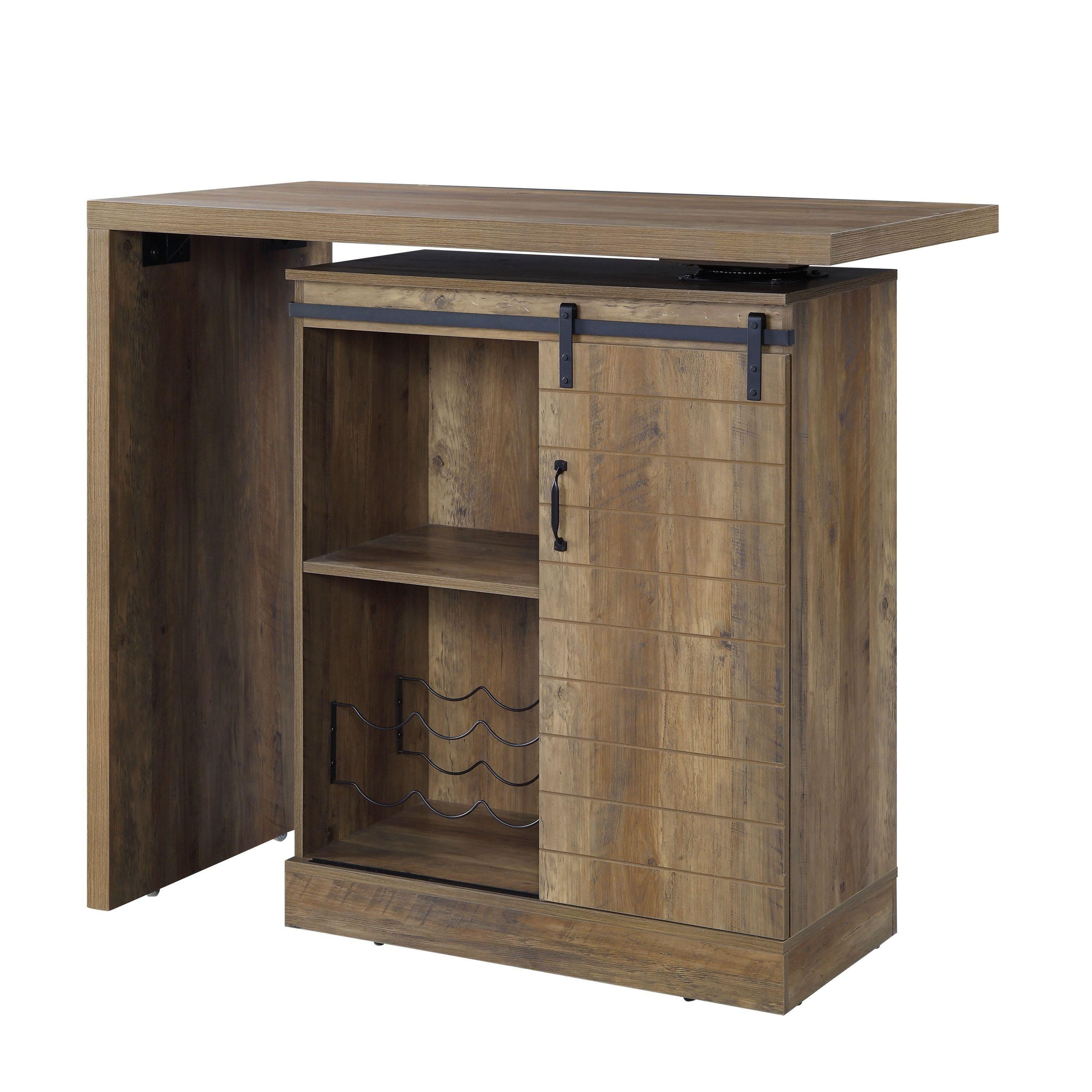 Shop ACME Quillon Bar Table, Rustic Oak Finish DN00153 Mademoiselle Home Decor