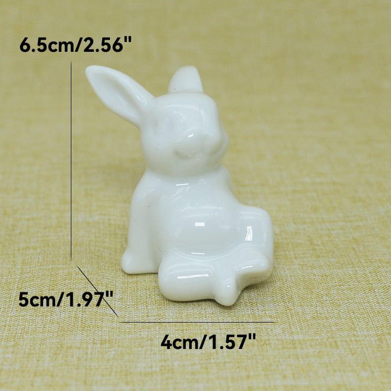 Shop 0 2 Cute Ceramics Rabbit Figurines Kawaii Hare Bunny Garden House Animal Ornaments Easter Home Room Decoration Hand Painting Embryo Mademoiselle Home Decor