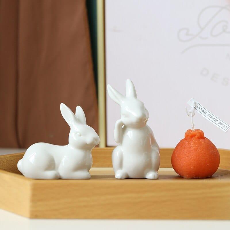 Shop 0 Cute Ceramics Rabbit Figurines Kawaii Hare Bunny Garden House Animal Ornaments Easter Home Room Decoration Hand Painting Embryo Mademoiselle Home Decor