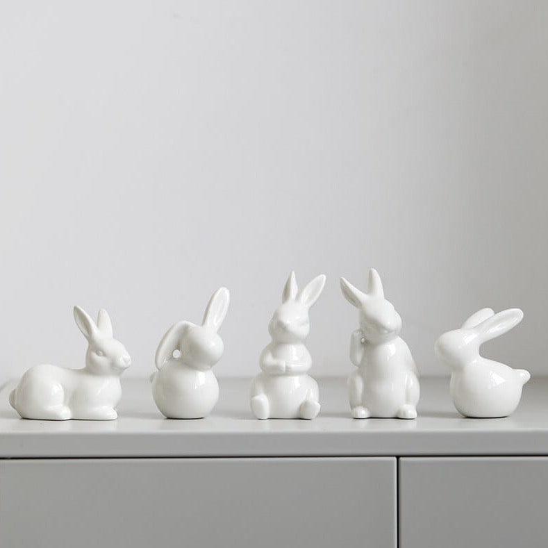 Shop 0 Cute Ceramics Rabbit Figurines Kawaii Hare Bunny Garden House Animal Ornaments Easter Home Room Decoration Hand Painting Embryo Mademoiselle Home Decor