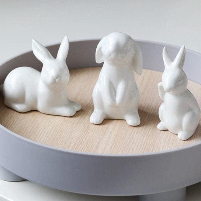 Shop 0 Cute Ceramics Rabbit Figurines Kawaii Hare Bunny Garden House Animal Ornaments Easter Home Room Decoration Hand Painting Embryo Mademoiselle Home Decor