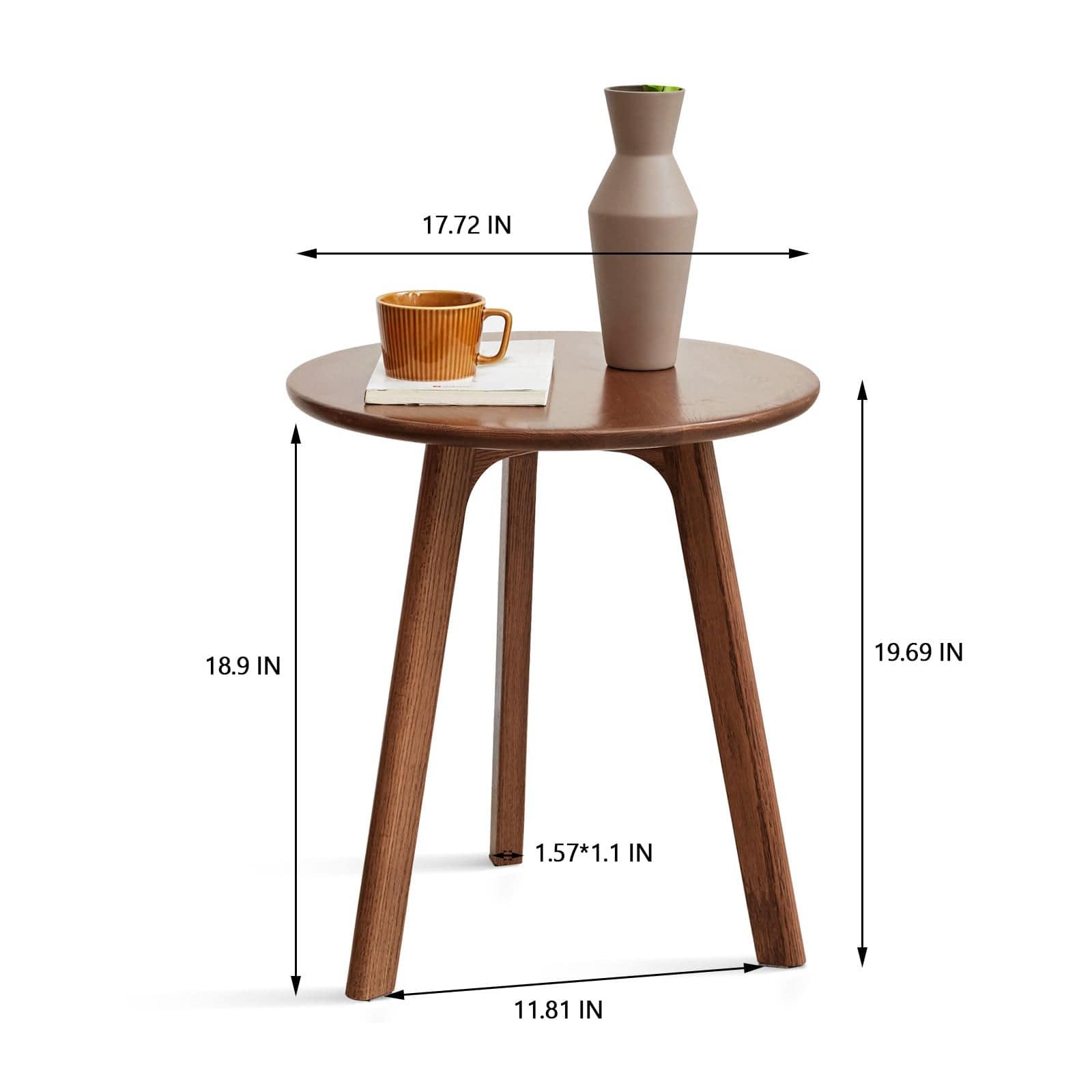 Shop Round End Table- Small End Table Side Table Coffee Table Bedside Table Night Stand for Living Room Bedroom & Balcony, 100% Natural Solid Oak Wood Easy to Assemble Mademoiselle Home Decor