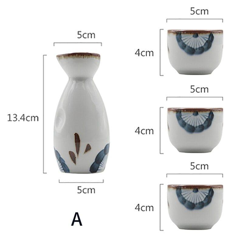 Shop 0 Hand-painted Sake Bottle Set Household Wine Jug Wine Glass Dispenser Small Wine Cup Shochu Glass and Wind Tableware Mademoiselle Home Decor