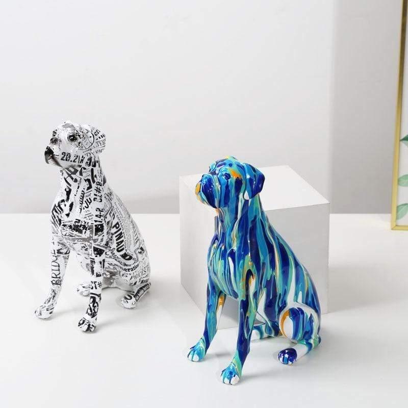 Shop 0 Creative Art Splash Color Painted  Room Color Boxer  Dog Ornaments Decor Home Entrance Wine Cabinet Office Decor Resin Crafts Mademoiselle Home Decor