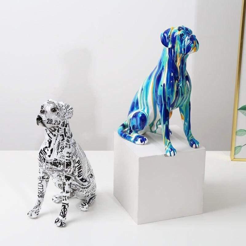 Shop 0 Creative Art Splash Color Painted  Room Color Boxer  Dog Ornaments Decor Home Entrance Wine Cabinet Office Decor Resin Crafts Mademoiselle Home Decor