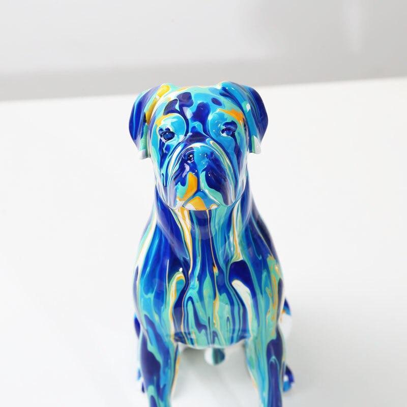 Shop 0 Creative Art Splash Color Painted  Room Color Boxer  Dog Ornaments Decor Home Entrance Wine Cabinet Office Decor Resin Crafts Mademoiselle Home Decor