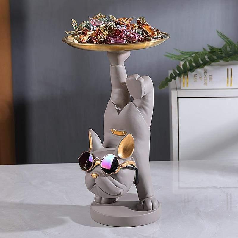 Shop 0 grey / China Home Living Room Decor,Animals Figurines,French Bulldog Sculpture,Statue,Table Decoration,Desktop Storage Metal Tray,Fruit Dish Mademoiselle Home Decor