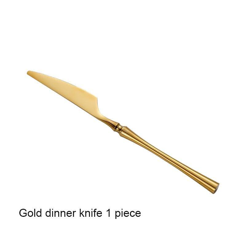 Shop 100003310 Gold dinner knife Lilith Cutlery Set Mademoiselle Home Decor