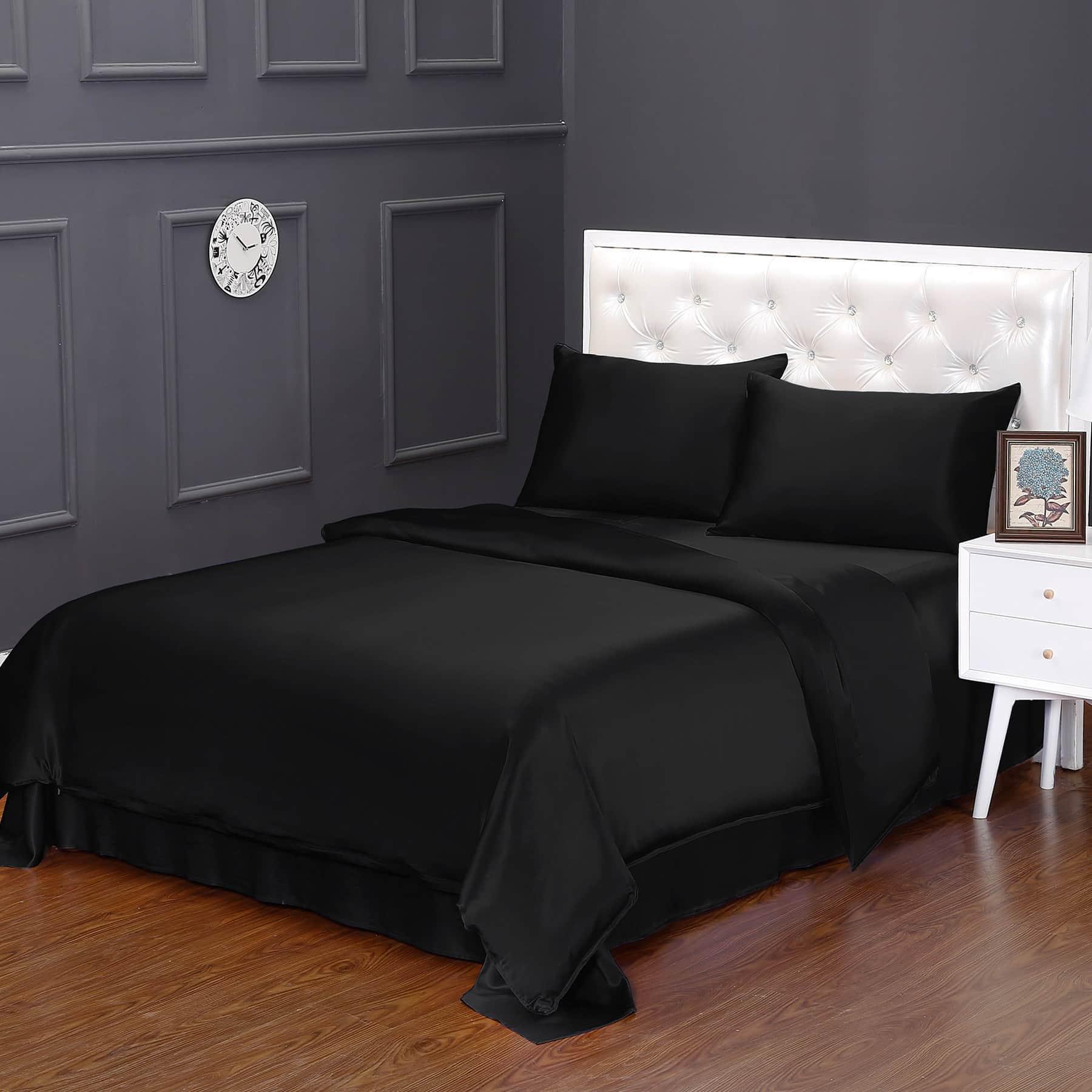 Shop 0 Black / China / Full LILYSILK Bedding Set 4pcs Silk 100 Mulberry Luxury Queen King Seamless Duvet Cover Fitted Sheet Oxford Pillowcases 19 Momme Mademoiselle Home Decor