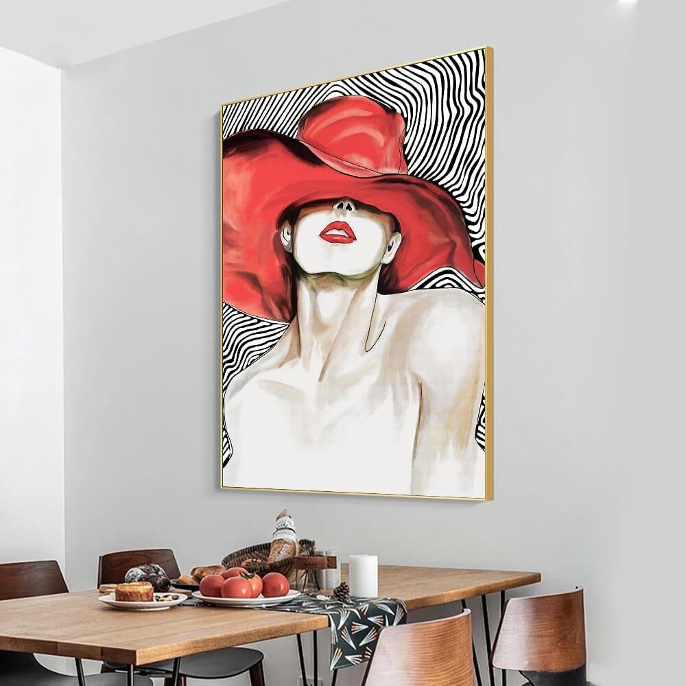 Shop 0 Abstract Girl With Golden Hat Canvas Painting Modern Nordic Figure Posters Prints Wall Art Picture For Living Room Home Decor Mademoiselle Home Decor