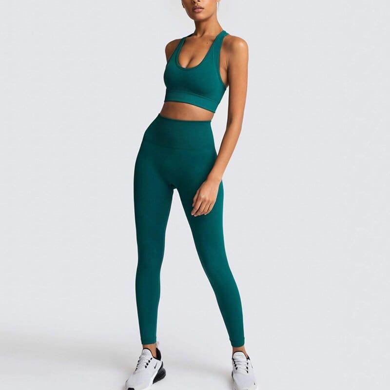 Shop 0 green suit 2 / S Two Piece Set Women Sportswear Workout Clothes for Women Sport Sets Suits For Fitness Long Sleeve Seamless Yoga Set Leggings Mademoiselle Home Decor