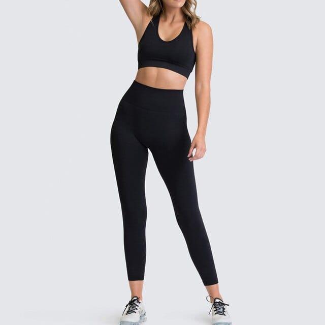 Shop 0 black suit 2 / S Two Piece Set Women Sportswear Workout Clothes for Women Sport Sets Suits For Fitness Long Sleeve Seamless Yoga Set Leggings Mademoiselle Home Decor