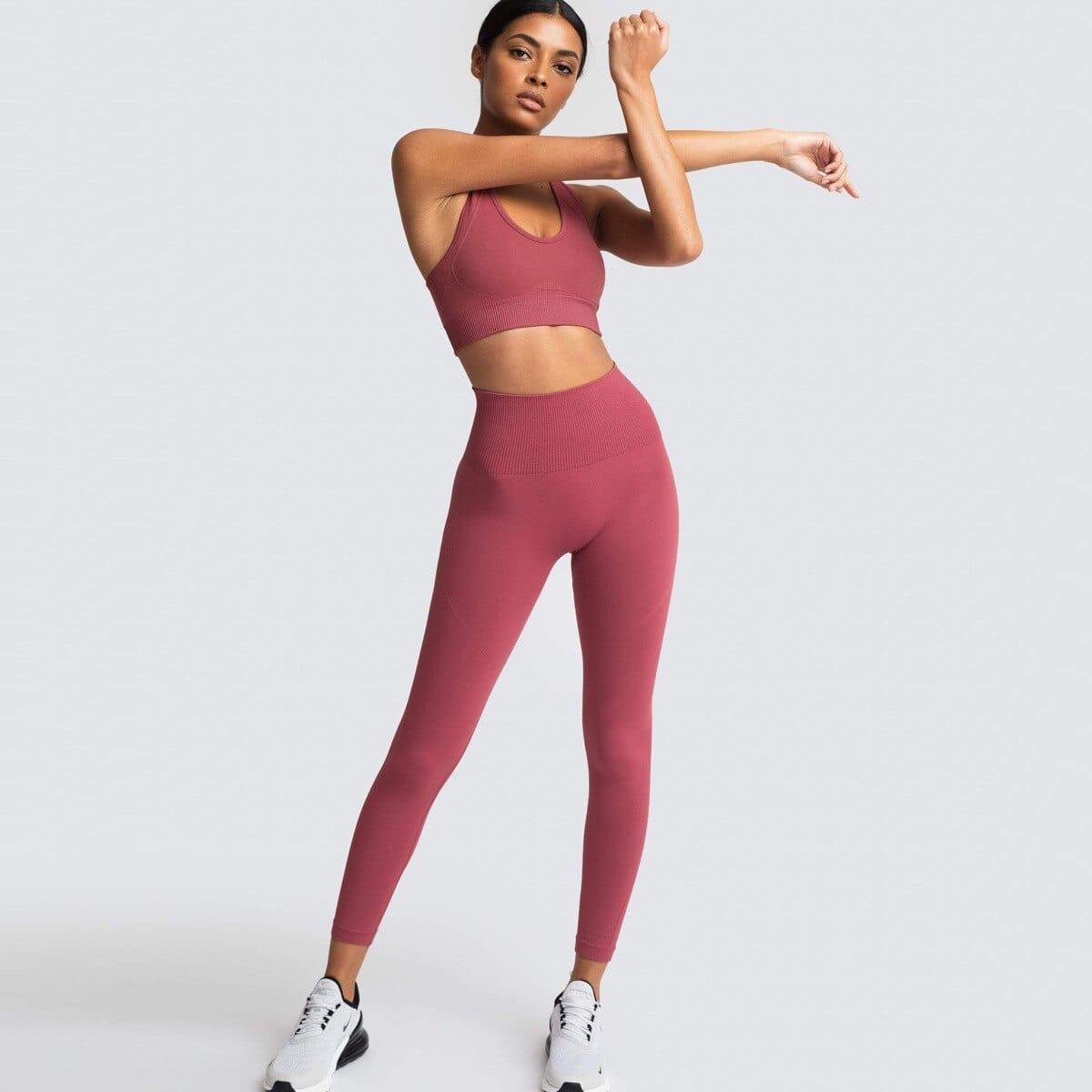 Shop 0 bean suit / S Two Piece Set Women Sportswear Workout Clothes for Women Sport Sets Suits For Fitness Long Sleeve Seamless Yoga Set Leggings Mademoiselle Home Decor