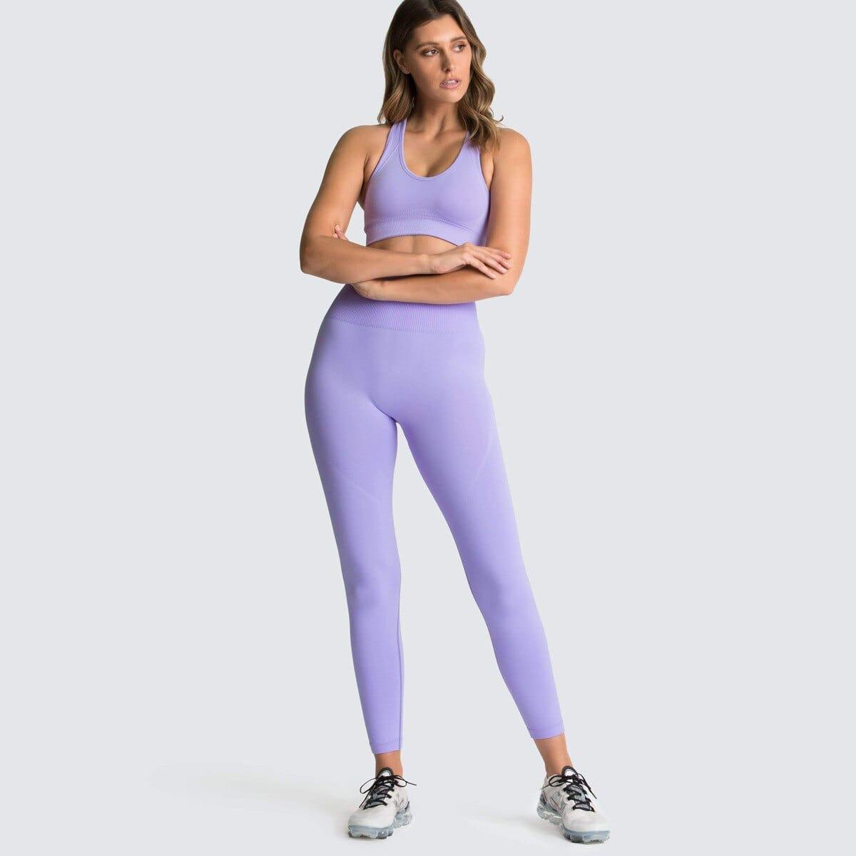 Shop 0 violet suit / S Two Piece Set Women Sportswear Workout Clothes for Women Sport Sets Suits For Fitness Long Sleeve Seamless Yoga Set Leggings Mademoiselle Home Decor