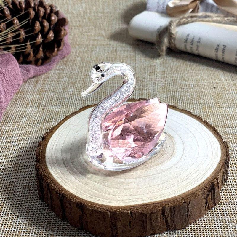 Shop 0 pink 5 Colors Cute Swan Crystal Figurines Glass Ornament Collection Diamond Swan Animal Paperweight Table Craft Home Decor Kids Gifts Mademoiselle Home Decor