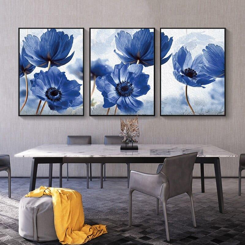 Shop 0 Floral Botanical Canvas Print Abstract Blue Flower Plant Poster Nordic Style Wall Art Painting Scandinavian Decoration Picture Mademoiselle Home Decor