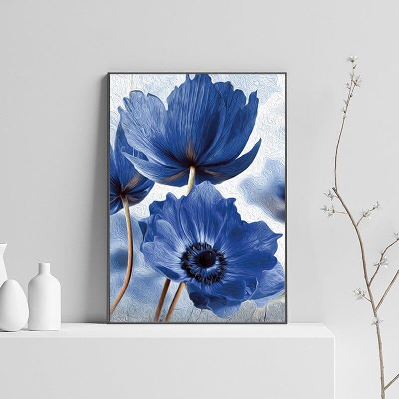 Shop 0 Floral Botanical Canvas Print Abstract Blue Flower Plant Poster Nordic Style Wall Art Painting Scandinavian Decoration Picture Mademoiselle Home Decor