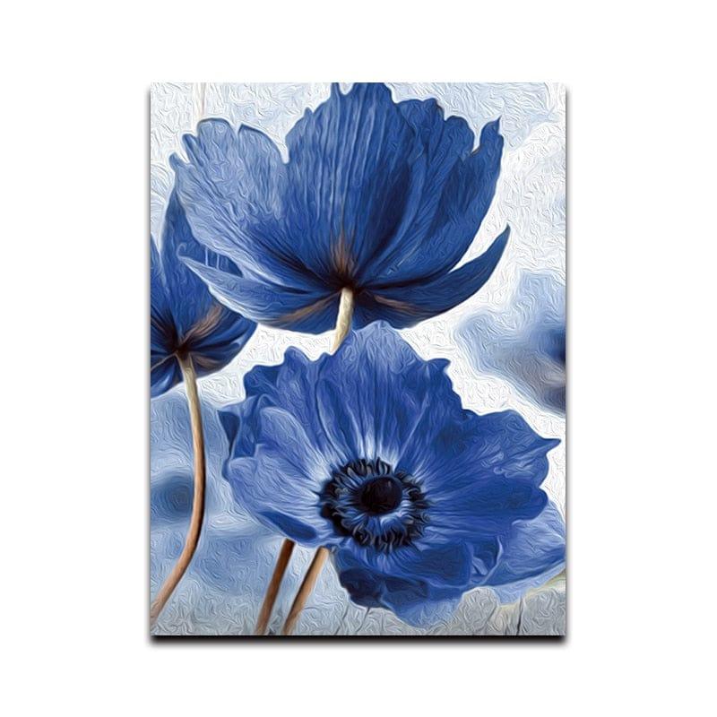 Shop 0 OT432-1 / 13x18cm No Frame Floral Botanical Canvas Print Abstract Blue Flower Plant Poster Nordic Style Wall Art Painting Scandinavian Decoration Picture Mademoiselle Home Decor