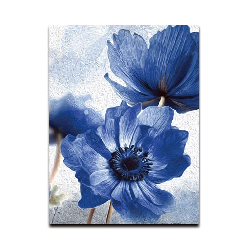 Shop 0 OT432-2 / 13x18cm No Frame Floral Botanical Canvas Print Abstract Blue Flower Plant Poster Nordic Style Wall Art Painting Scandinavian Decoration Picture Mademoiselle Home Decor