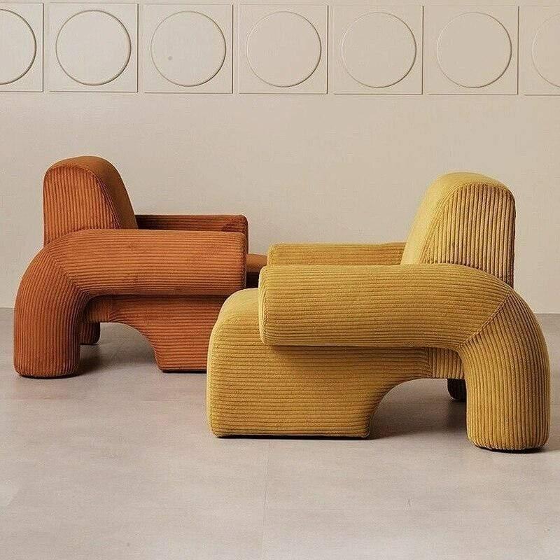 Shop 0 Nordic creative single sofa light luxury simple modern INS retro leisure chair corduroy cloth living room lazy sofa Mademoiselle Home Decor