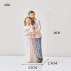 Shop 0 Family Of Three Modern Resin Hand-painted Carving Happiness and Happiness Doll Figures for Decoration Room Decoration Accessories Wedding Gifts Mademoiselle Home Decor