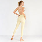 Shop 0 Yellow / S Backless Fitness Jumpsuits Women One-Pieces Yoga Bodysuits Nylon High Stretchy Sportswear Gym Workout Clothing Padded Tracksuits Mademoiselle Home Decor