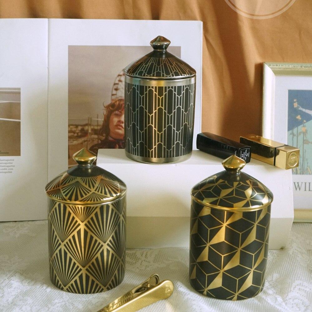 Shop 0 Geometric Gold Silver Black Ceramic Storage Cup Design Home Wedding Decoration Accessories Easter Friends Tv Egypt Candle Jars Mademoiselle Home Decor