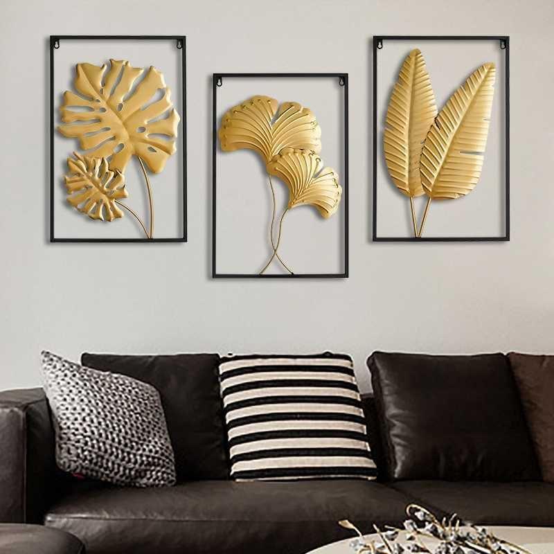 Shop 0 Nordic Metal Leaf Plant Wall Decor Wrought Iron Wall Hanging Non-perforated Wall Mural Living Room Bedroom Home Decoration Hot Mademoiselle Home Decor