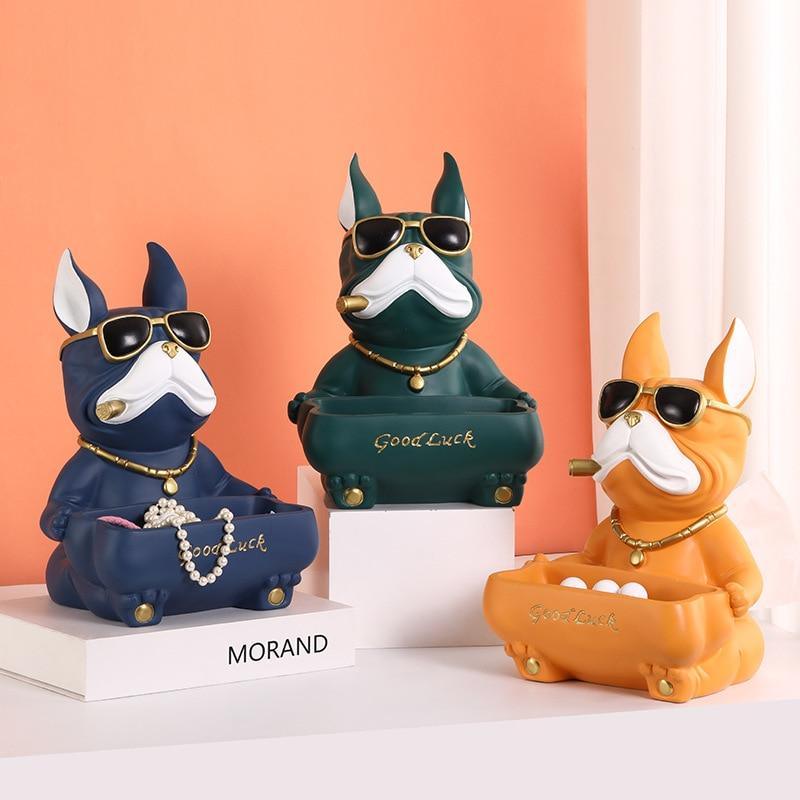 Shop 0 Cool Bulldog Figurines Resin Animal Sculpture Ornaments Storage Box Moden Multifunction Statue For Home Decoration Living Room Mademoiselle Home Decor
