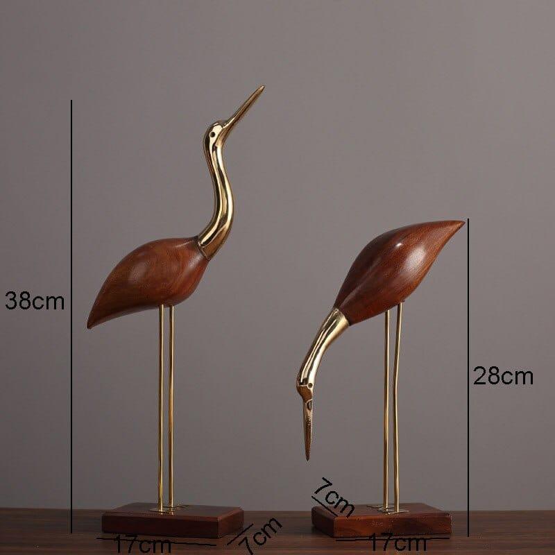 Shop 0 C Retro Copper Cranes Artwork Statue Living Room Decoration Wooden Cents Crane Sculpture Crafts Ornaments Vintage Home Decor Mademoiselle Home Decor