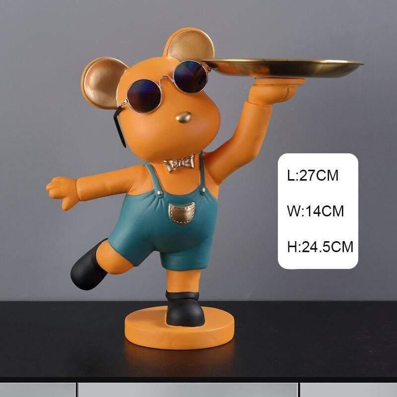 Shop 0 orange 2 Cool Bear Butler With Tray Storage Bin Resin Art Sculpture Bear Stature with Glasses Home Decoration Ornamental Gift Decorative Mademoiselle Home Decor