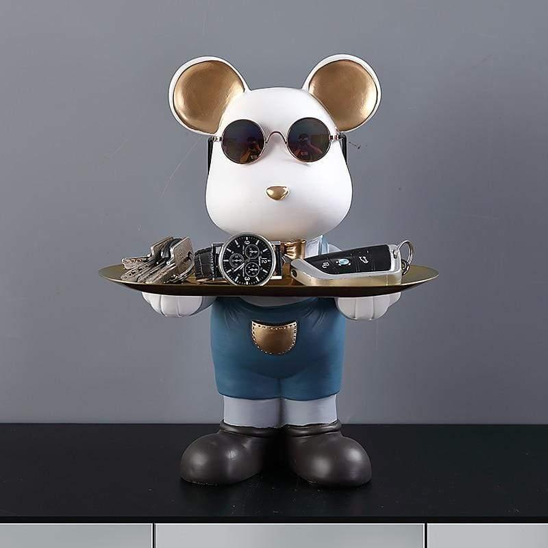 Shop 0 Cool Bear Butler With Tray Storage Bin Resin Art Sculpture Bear Stature with Glasses Home Decoration Ornamental Gift Decorative Mademoiselle Home Decor