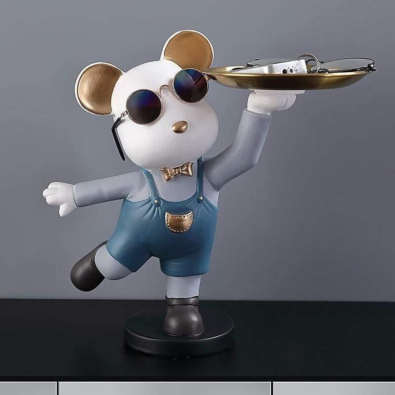 Shop 0 Cool Bear Butler With Tray Storage Bin Resin Art Sculpture Bear Stature with Glasses Home Decoration Ornamental Gift Decorative Mademoiselle Home Decor