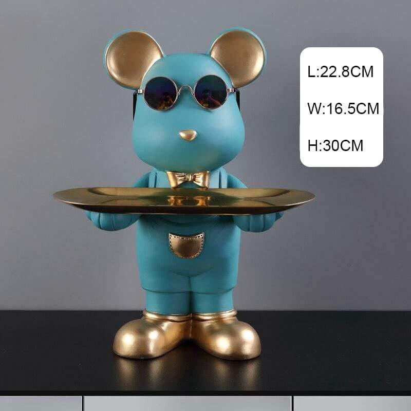 Shop 0 green Cool Bear Butler With Tray Storage Bin Resin Art Sculpture Bear Stature with Glasses Home Decoration Ornamental Gift Decorative Mademoiselle Home Decor