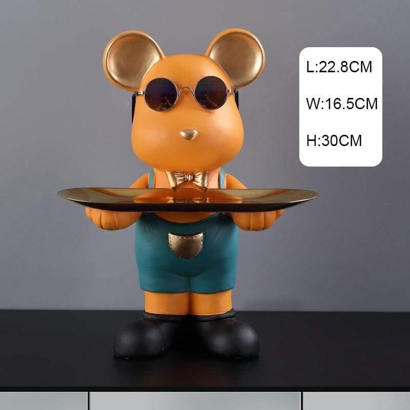 Shop 0 orange Cool Bear Butler With Tray Storage Bin Resin Art Sculpture Bear Stature with Glasses Home Decoration Ornamental Gift Decorative Mademoiselle Home Decor