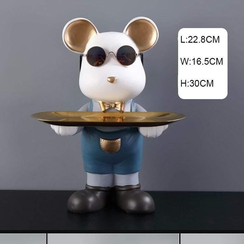 Shop 0 white Cool Bear Butler With Tray Storage Bin Resin Art Sculpture Bear Stature with Glasses Home Decoration Ornamental Gift Decorative Mademoiselle Home Decor