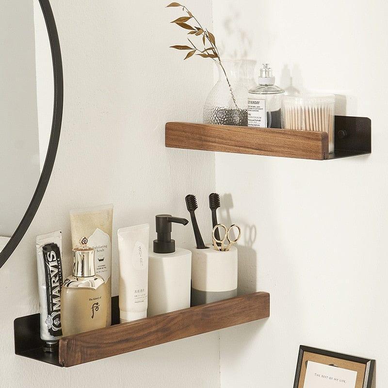 Shop 0 Bathroom Shelf No Drill Organizer Shower Storage Rack Solid Wood Corner Shelves Wall Mounted Toilet Shampoo Holder Mademoiselle Home Decor