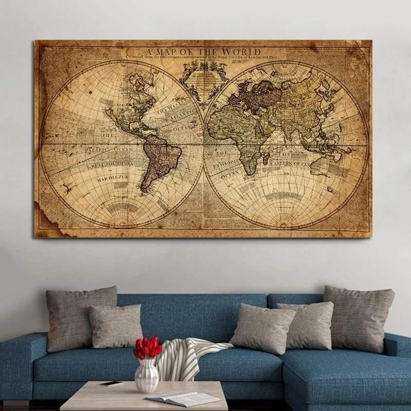 Shop 1704 20x35cm Unframed Map Of The World Decor Mademoiselle Home Decor