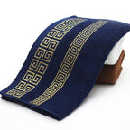 Shop 0 GE blue / 35x75cm / 1pc Blue White Cotton Highly Absorbent Embroidered Towels Set Hotel Bath Towel Hand Towels Extra Thick Beach Bath Towels Daily Usage Mademoiselle Home Decor