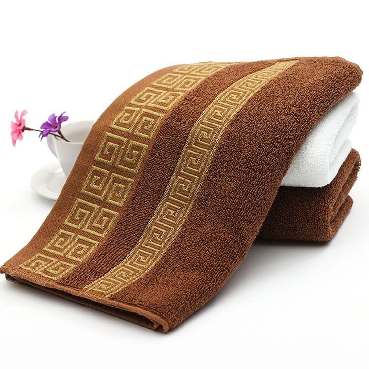 Shop 0 GE brown / 35x75cm / 1pc Blue White Cotton Highly Absorbent Embroidered Towels Set Hotel Bath Towel Hand Towels Extra Thick Beach Bath Towels Daily Usage Mademoiselle Home Decor